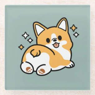 Maar eerst, laten we dutten - Schattigee Corgi But Glazen Onderzetter