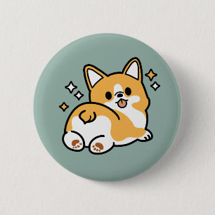 Maar eerst, laten we dutten - Schattigee Corgi But Ronde Button 5,7 Cm