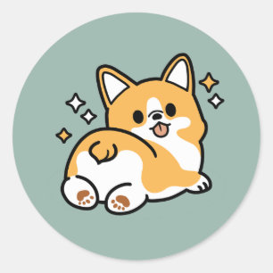 Maar eerst, laten we dutten - Schattigee Corgi But Ronde Sticker