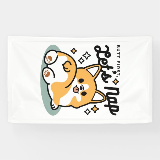 Maar eerst, laten we dutten - Schattigee Corgi But Spandoek (Horizontaal)