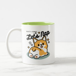 Maar eerst, laten we dutten - Schattigee Corgi But Tweekleurige Koffiemok
