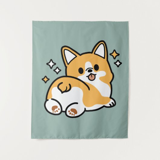 Maar eerst, laten we dutten - Schattigee Corgi But Wandkleed (Voorkant)