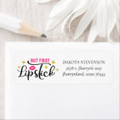 Maar eerst lippenstift | Make-uptypografie Adres Etiket (Insitu)