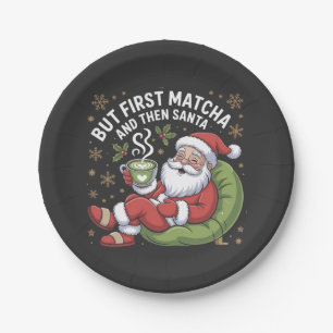 Maar eerst Matcha en dan Sinterklaas Kerstliefhebb Papieren Bordje