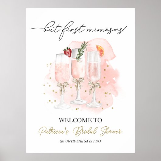 Maar Eerst Mimosabruiloft Feestelijke Ontvangst Poster (Voorkant)