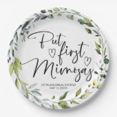 Maar Eerst Mimosas Bruidsfeest Papieren Bordje (Voorkant)