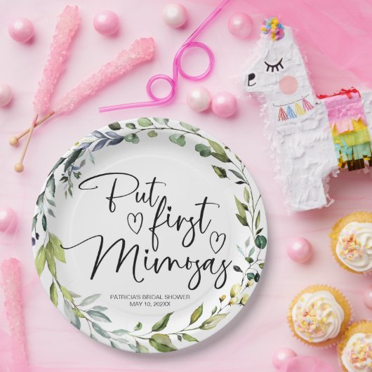Maar Eerst Mimosas Bruidsfeestje Papieren Bordje (Feest)