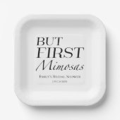 Maar Eerst Mimosas | Trouwfeest in zwart-wit Papieren Bordje (Voorkant)