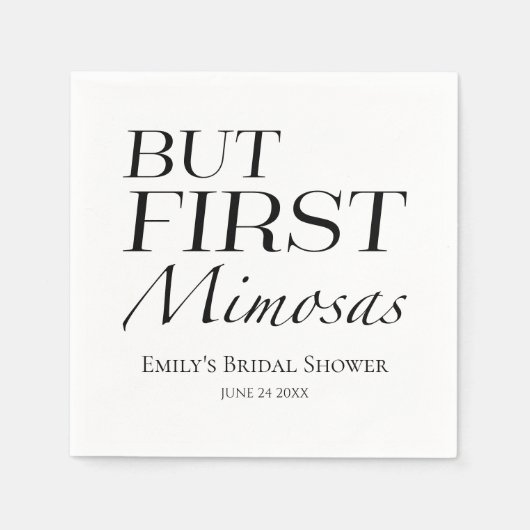 Maar Eerst Mimosas | Trouwfeest met zwart-wit them Servet (Voorkant)