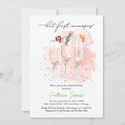 Maar eerst Mimosas Vrijgezellenfeest Kaart (Voorkant)