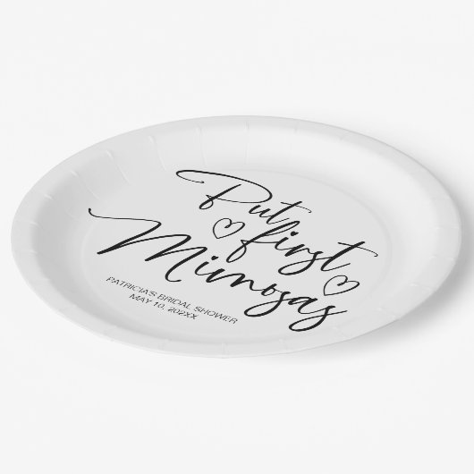 Maar eerst Mimosas Vrijgezellenfeest Papieren Bordje (Gekanteld)