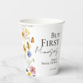 Maar Eerst Mimosas | Wildflower Boho Bruidsfeest Papieren Bekers (Achterkant)