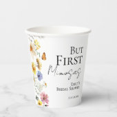 Maar Eerst Mimosas | Wildflower Boho Bruidsfeest Papieren Bekers (Voorkant)