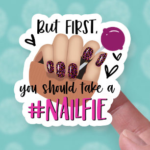 Maar eerst Nailfie Cute Acryllic Nails Business Sticker