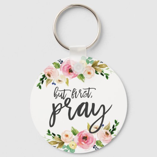 Maar eerst, Pray, Floral Prayer Boho floral Sleutelhanger (Achterkant)