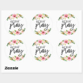 Maar eerst, Pray, Floral Prayer Sermon Ronde Sticker (Vel)