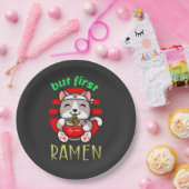 maar eerst Ramen. schattige kat eten Ramen Papieren Bordje (Feest)