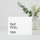 Maar eerst, theetypografie briefkaart (Staand voorkant)