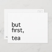 Maar eerst, theetypografie briefkaart (Voorkant / Achterkant)