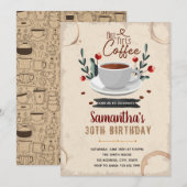 Maar eerst verjaardagsthema koffie kaart (Voorkant / Achterkant)