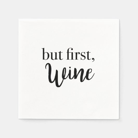 Maar eerst wine Quote Script Cocktail Servet (Voorkant)