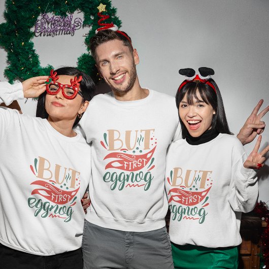 Maar eerste eierpunch kerstsweatshirt trui
