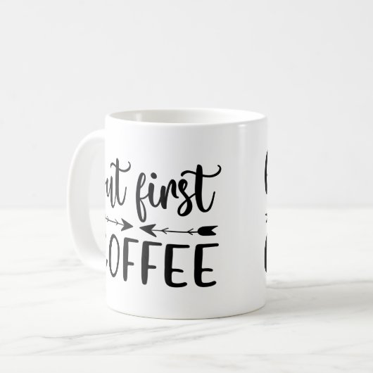 Maar eerste koffie funny Gezegde Coffee Lovers  Koffiemok (Voorkant links)