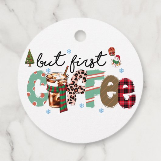 Maar eerste koffie-kerst bedankjes labels (Achterkant)