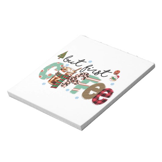Maar eerste koffie-kerst notitieblok (Linkerzijde)