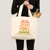 MAAR EERSTE MATCHA Fun Latte Drinker Grote Tote Bag (Voorkant (product))