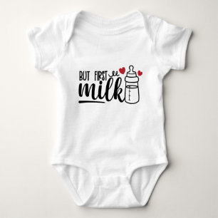 Maar eerste Melk Funny citaat voor schattige baby  Romper