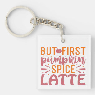 Maar eerste pompoen kruiden latte herfst gelukzali sleutelhanger