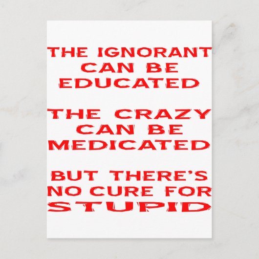 Maar er is geen zorg voor stommiteit. briefkaart (Voorkant)