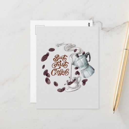 Maar het eerste koffie-Briefkaart Briefkaart (Voorkant / Achterkant in situ)