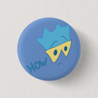 Maar hoe Button (Cyaan op Periwinkle)