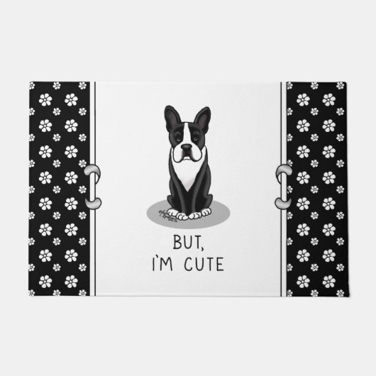 Maar ik ben Cute Boston Terrier (zwart) Funny Dog Deurmat (Voorkant)