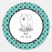 Maar ik ben Cute Samoyed Dog Funny Sammie Ronde Sticker (Voorkant)