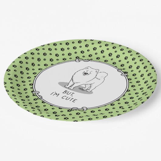 Maar ik ben Cute Samoyed Dog Papieren Bordje (Gekanteld)