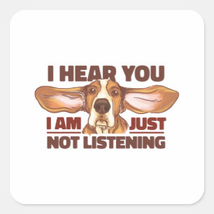 MAAR NIET AANBIEDEN VAN BASSETHOUND VIERKANTE STICKER