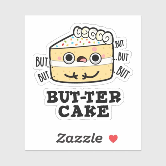 Maar-ter-taart grappige boterwoordspeling sticker (Vel)