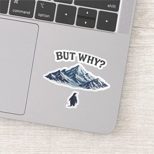 Maar Waarom? Pinguïn Sticker – Grappige Verwarde P (Detail)