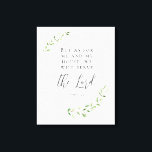 Maar wat mij en mijn huis betreft, wij zullen de H Canvas Afdruk<br><div class="desc">Moderne typografie voor de woorden "Maar zoals voor mij en mijn huis,  zullen we de Heer dienen" omwikkeld doek. Bijbelpassage Jozua 24:15. Hier te zien met mijn waterverf bladeren schilderen in het groen. Zie andere maten.</div>
