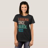 Maart 1933 90 jaar oud, 90th Birthda T-shirt (Voorkant volledig)