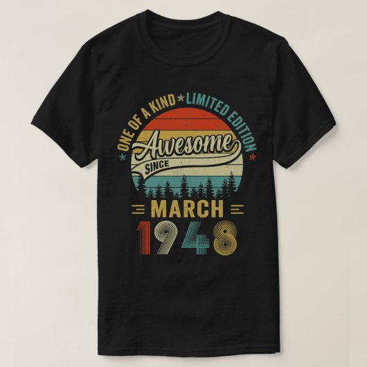 Maart 1948  75 jaar oud Retro 75th Birthda T-shirt (Design voorkant)