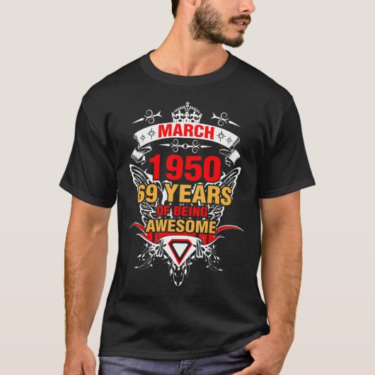Maart 1950 69 jaar Geweldige T-shirt (Voorkant)