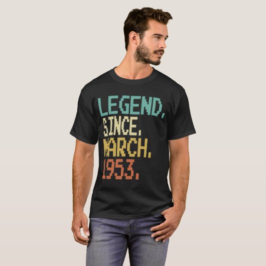 maart 1953 70 jaar oud t-shirt (Voorkant volledig)