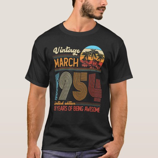 maart 1954 68 jaar oud 68e geboortedag deco t-shirt (Voorkant)