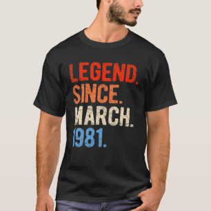 Maart 1981 40 jaar oude 40ste verjaardag voor mann t-shirt