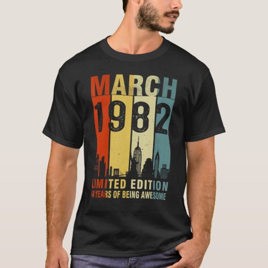 maart 1982 40e geboortedag t-shirt (Voorkant)