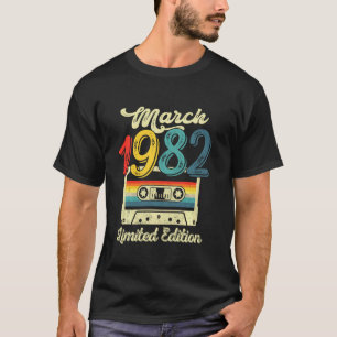 Maart 1982 Limited Edition 40th Birthday Retro Cas T-shirt